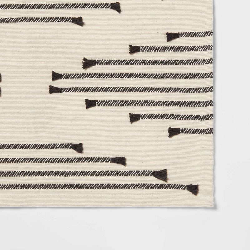 slide 3 of 3, 108" x 14" Cotton Modern Diamond Table Runner - Threshold™: Black Traditional Kitchen Decor, OEKO-TEX Certified, 1 ct