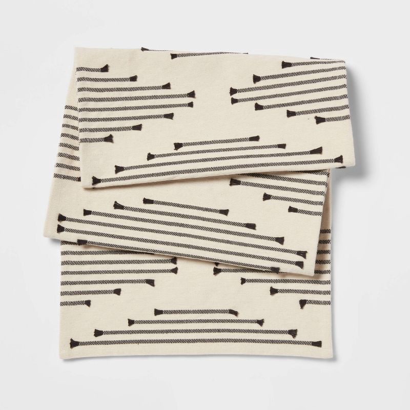 slide 1 of 3, 108" x 14" Cotton Modern Diamond Table Runner - Threshold™: Black Traditional Kitchen Decor, OEKO-TEX Certified, 1 ct