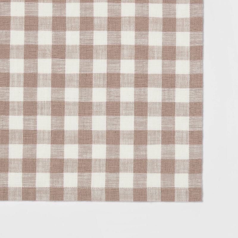 slide 3 of 3, 60" x 84" Cotton Gingham Tablecloth Taupe - Threshold™: Traditional Rectangle, Machine Washable, OEKO-TEX Certified, 1 ct
