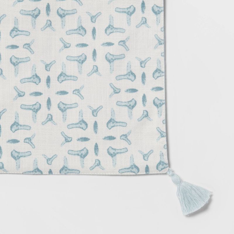 slide 3 of 3, 72" x 14" Cotton Slub Table Runner with Tassels Blue - Threshold™, 1 ct