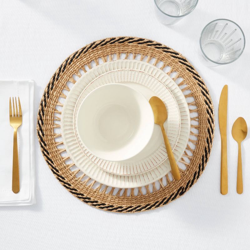 slide 2 of 4, Seagrass Black Border Charger - Threshold™: Round Traditional Placemat, Multicolor, 15" Diameter, Diamond Pattern, 1 ct