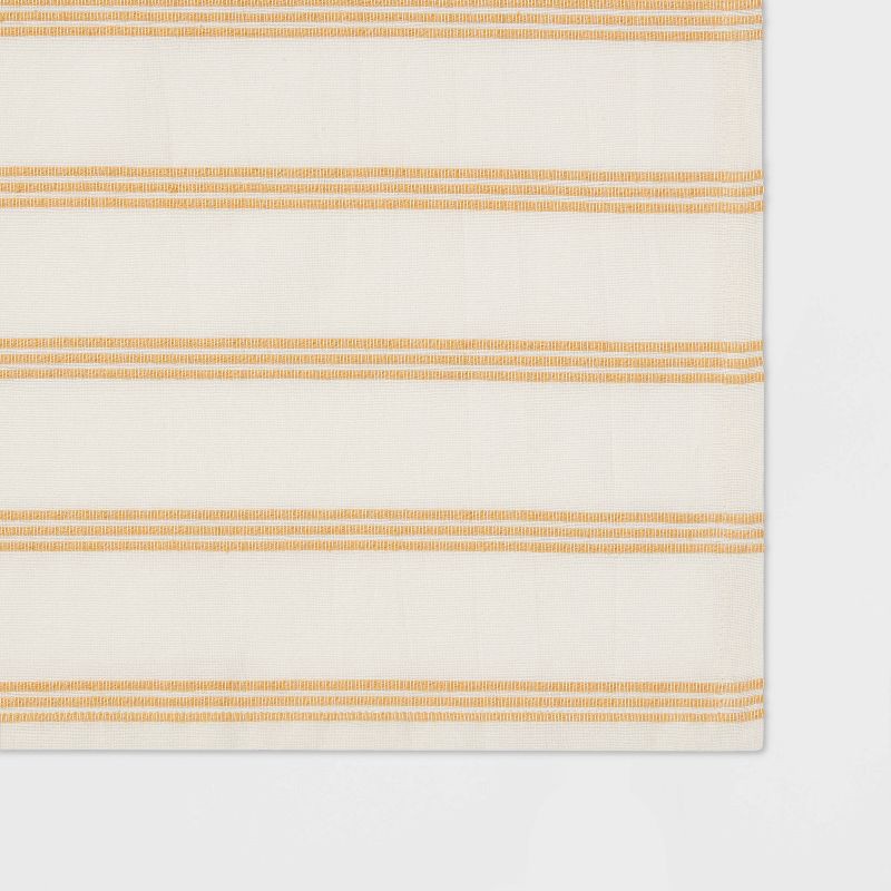 slide 3 of 3, 60" x 84" Cotton Striped Tablecloth Yellow - Threshold™: Traditional Rectangle, Machine Washable, OEKO-TEX Certified, 1 ct