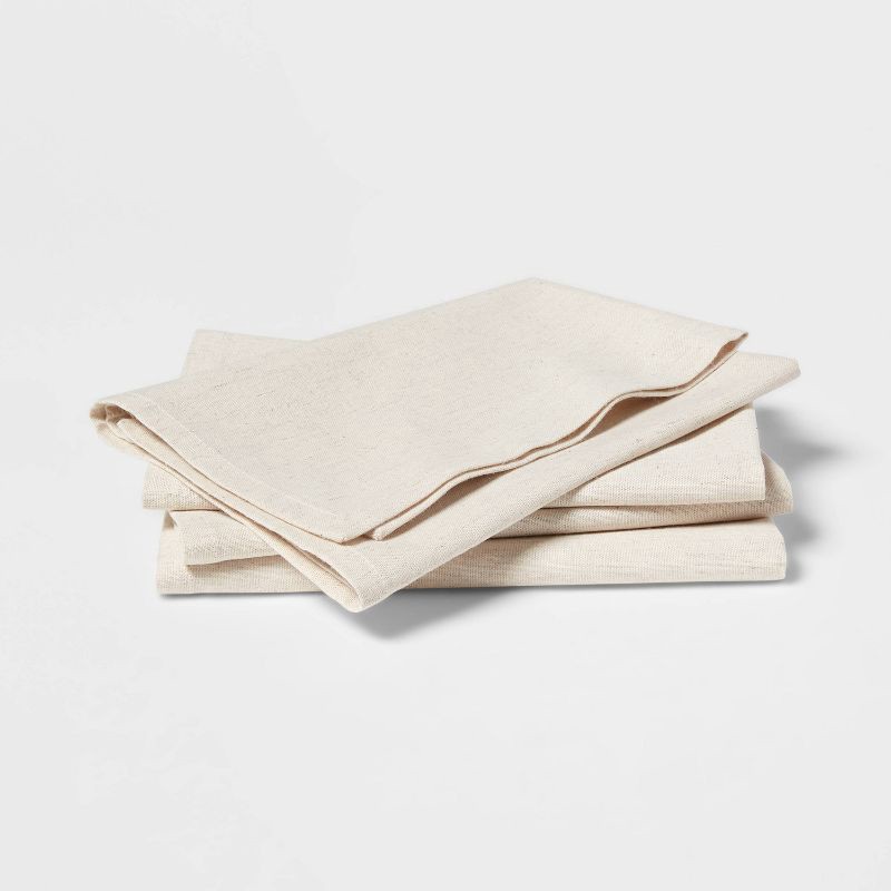 slide 1 of 3, 4pk Cotton and Linen Blend Napkins - Threshold™: Reversible Solid Cloth, Traditional Style, OEKO-TEX Certified, 18"x18", 4 ct