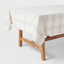 84" x 60" Cotton Open Plaid Tablecloth Black - Threshold™: Traditional Rectangle, Machine Wash, Summer Decor