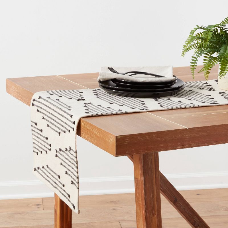 slide 2 of 3, 72" x 14" Cotton Modern Diamond Table Runner - Threshold™: Traditional Black Kitchen Decor, OEKO-TEX Certified, 1 ct