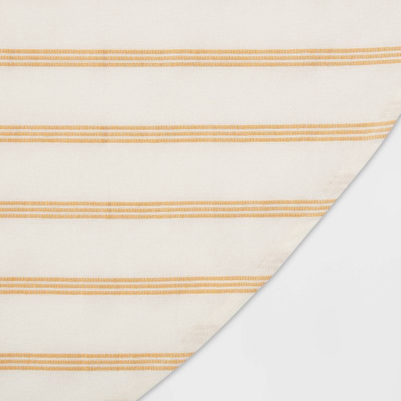 slide 3 of 3, 70" Cotton Striped Round Tablecloth Yellow - Threshold™: Traditional, Machine Washable, OEKO-TEX Certified, 1 ct