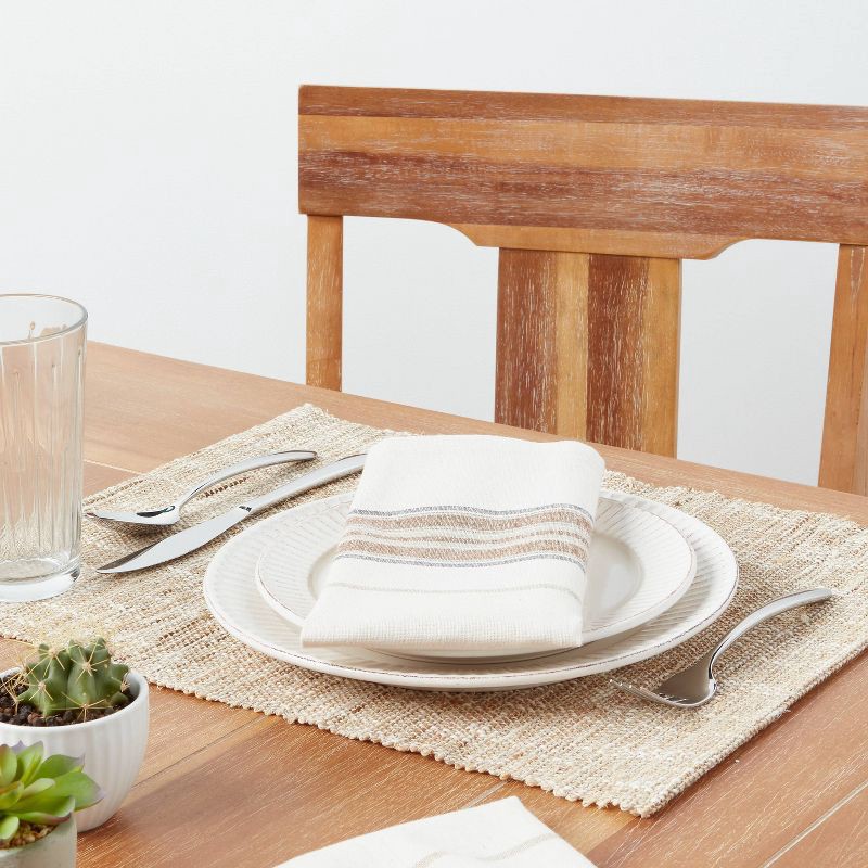 slide 2 of 3, Hemp Natural Ramie Placemat - Threshold™: Rectangle Basket Weave, Spot Clean, Dining Table Accessory, 19"x14", 1 ct