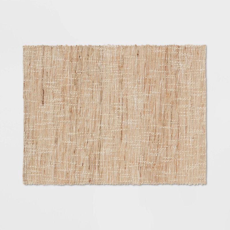 slide 1 of 3, Hemp Natural Ramie Placemat - Threshold™: Rectangle Basket Weave, Spot Clean, Dining Table Accessory, 19"x14", 1 ct