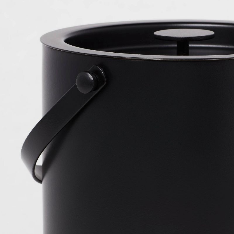 slide 3 of 3, 94oz Metal Ice Bucket Black - Threshold™: Stainless Steel, Double-Wall, Modern Design, Hand Wash, 8" Height, 94 oz