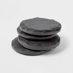 4pk Slate Coasters - Threshold™: Black Drink Coasters, Traditional Style, 4x4 Inch, Spot Clean