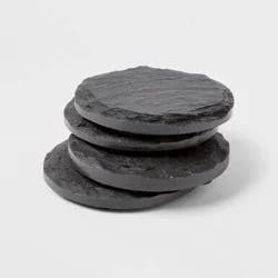4pk Slate Coasters - Threshold™: Black Drink Coasters, Traditional Style, 4x4 Inch, Spot Clean