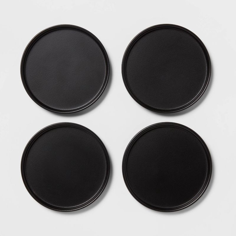 slide 3 of 3, 4pk Metal Coasters with Stand - Threshold™: Black Iron Drink Coasters, Traditional Fall Decor, 5-Piece Set, 4 ct