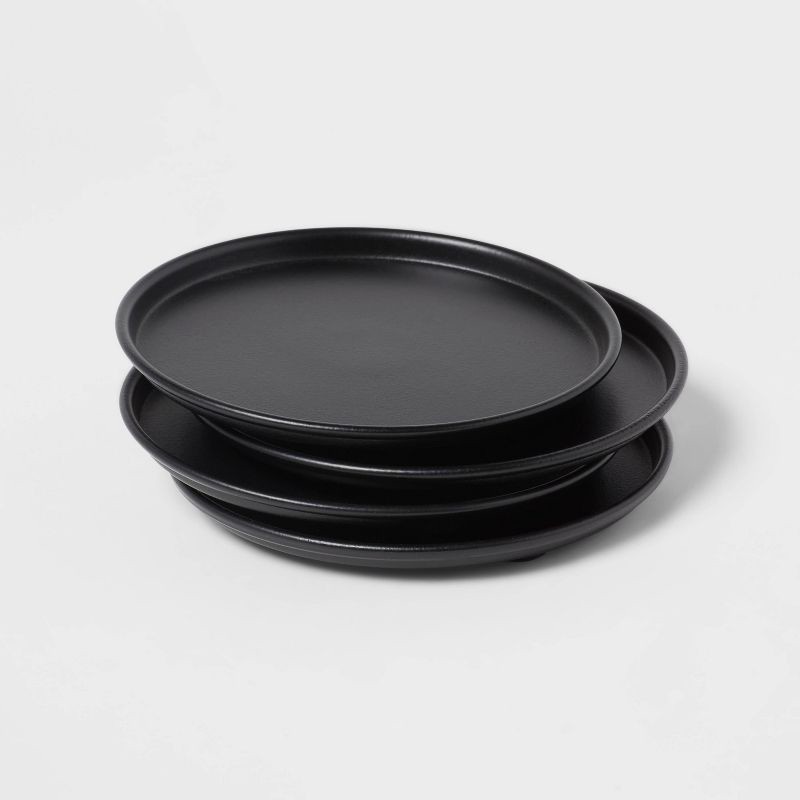 slide 1 of 3, 4pk Metal Coasters with Stand - Threshold™: Black Iron Drink Coasters, Traditional Fall Decor, 5-Piece Set, 4 ct