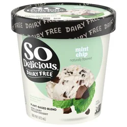 So Delicious Plant Based Blend Frozen Dessert, Mint Chip, Dairy Free, Vegan Ice Cream Alternative, Non-GMO, Kosher, 1 Pint