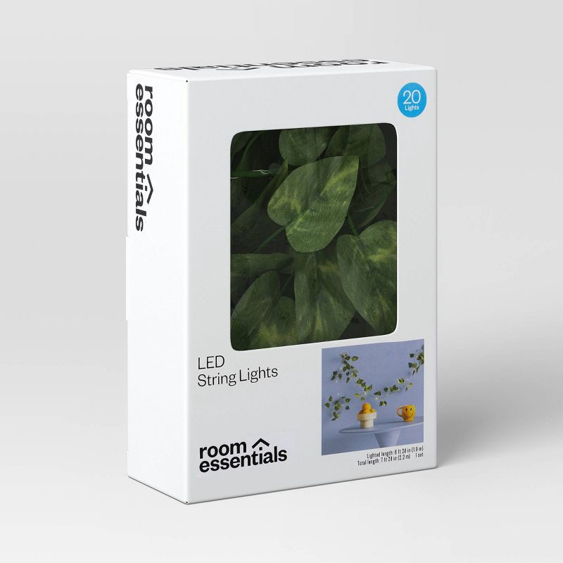 slide 4 of 5, LED Vine String Lights Warm White - Room Essentials™: USB & Battery Powered, Indoor Decor, 20 LEDs, 1 ct