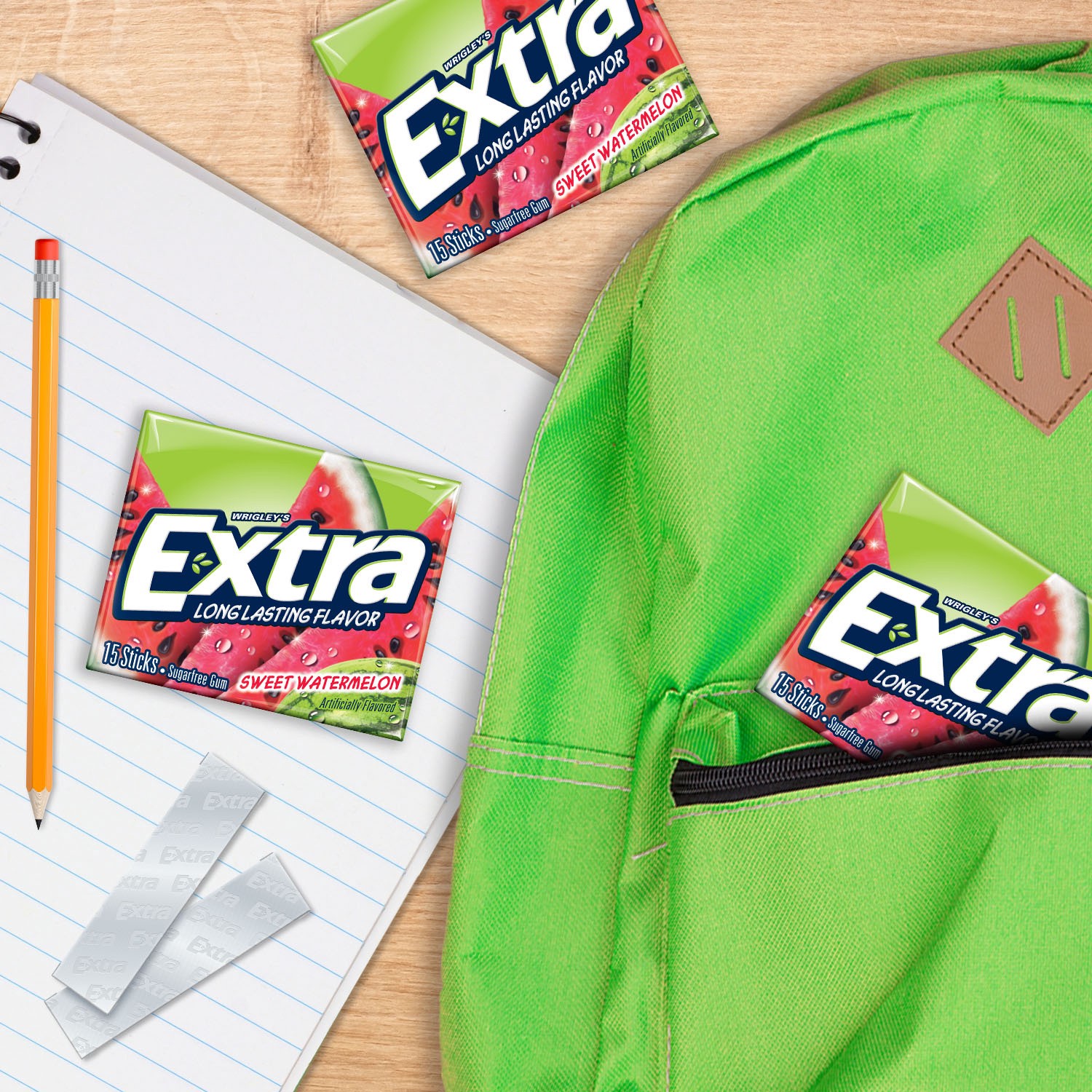 slide 6 of 8, EXTRA Watermelon Sugar Free Chewing Gum, 15 ct (3 Pack), 3 ct