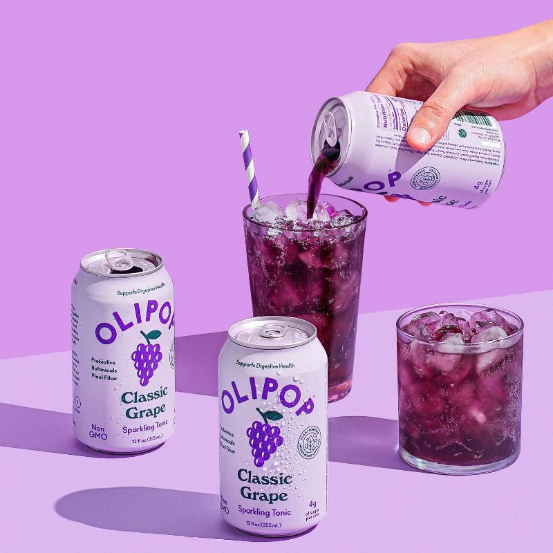 slide 2 of 10, OLIPOP Classic Grape Prebiotic Soda - 12 fl oz Can, 12 fl oz