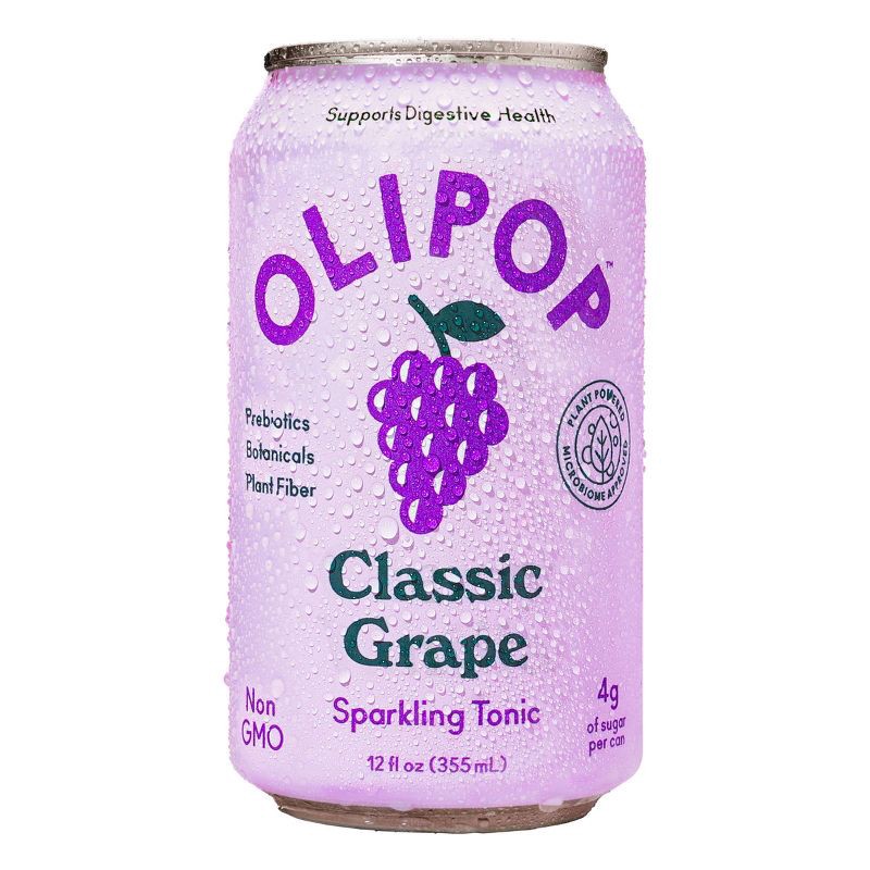 slide 1 of 10, OLIPOP Classic Grape Prebiotic Soda - 12 fl oz Can, 12 fl oz