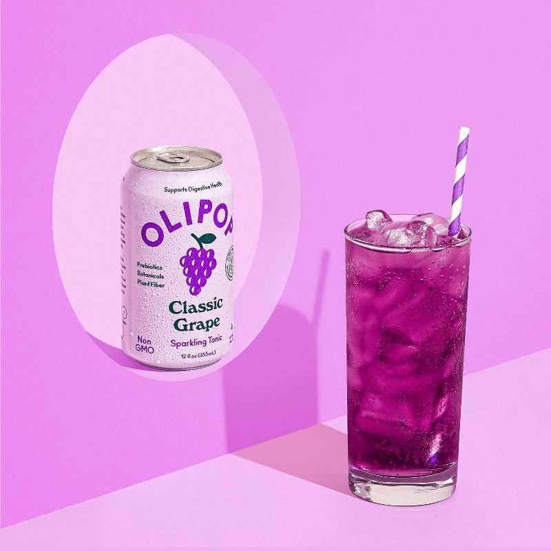 slide 9 of 10, OLIPOP Classic Grape Prebiotic Soda - 12 fl oz Can, 12 fl oz