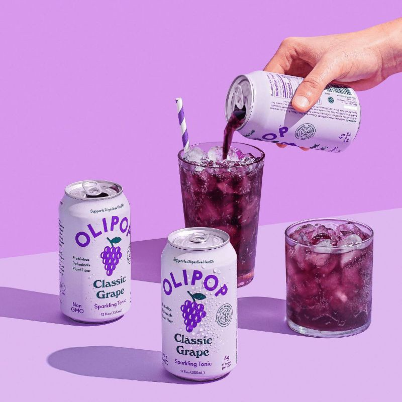 slide 10 of 10, OLIPOP Classic Grape Prebiotic Soda - 12 fl oz Can, 12 fl oz