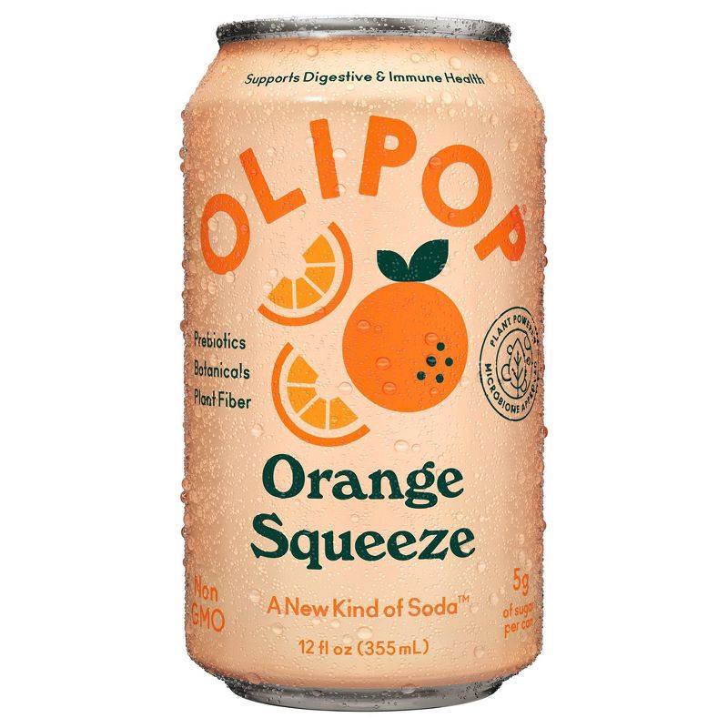 slide 1 of 7, OLIPOP Orange Squeeze Prebiotic Soda - 12 fl oz Can, 12 fl oz