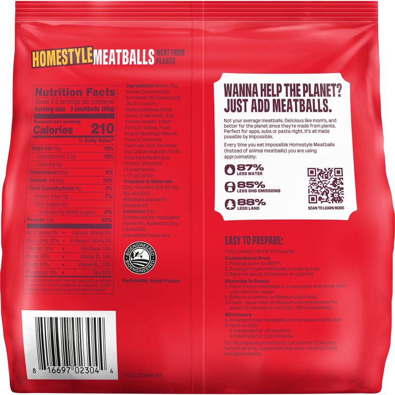 slide 5 of 6, Impossible Plant Based Meatballs - Frozen - 14oz, 14 oz