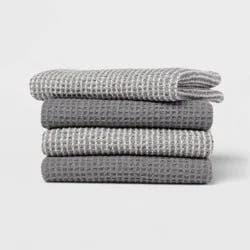 4pk Cotton Waffle Dishcloths Gray - Threshold™