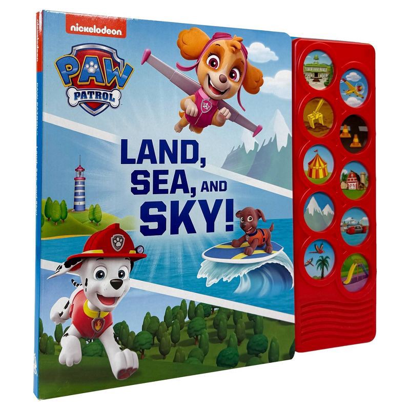 slide 4 of 5, PAW Patrol Land, Sea and Sky! - 10 Button Sound Book - Listen and Learn Board Book, 1 ct