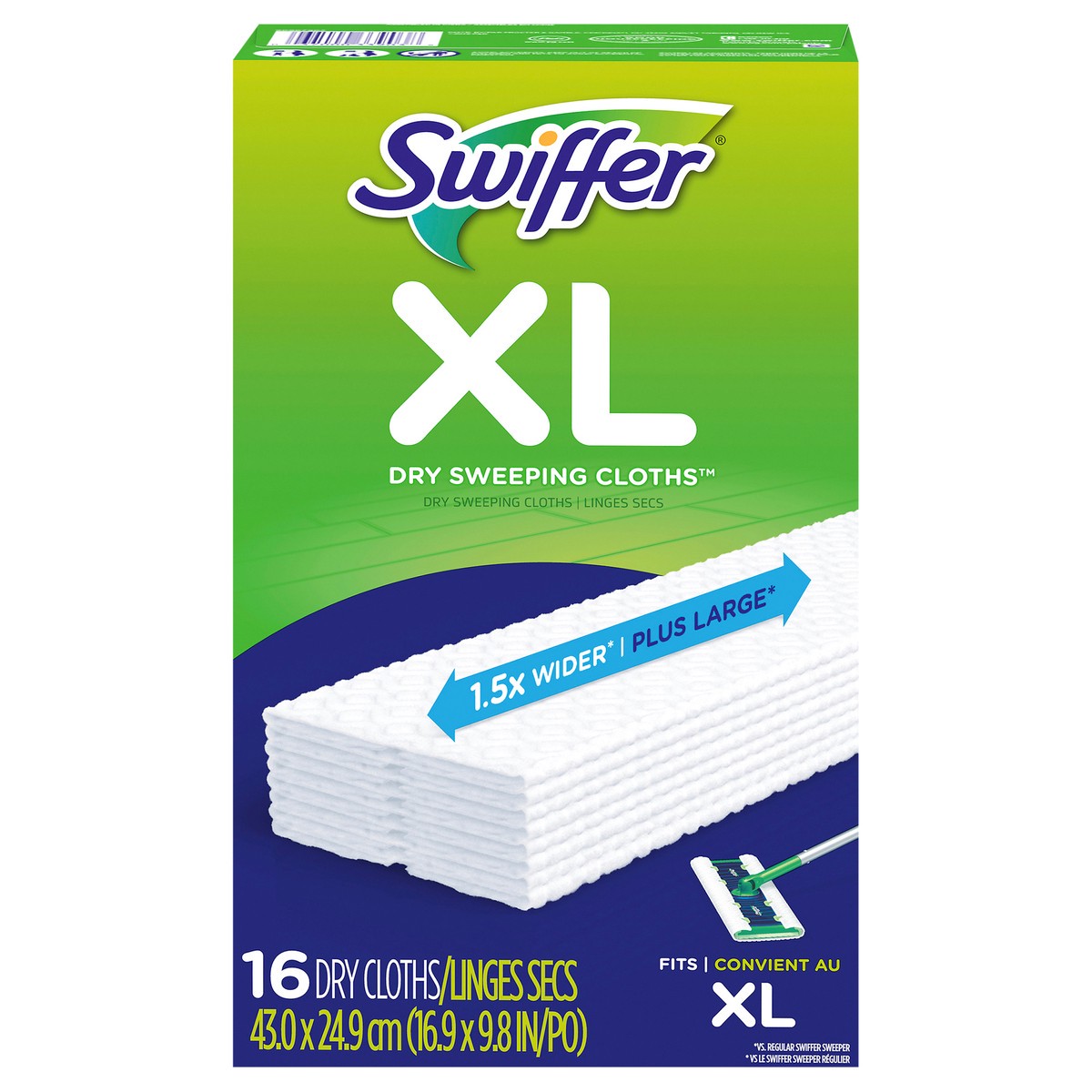 slide 1 of 3, Swiffer Sweep + Mop XL, Dry Pads Refill, Floor Cleaner, Cleaning Cloths, Unscented, 16ct, 16 ct