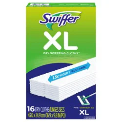 Swiffer Sweep + Mop XL, Dry Pads Refill, Floor Cleaner, Cleaning Cloths, Unscented, 16ct
