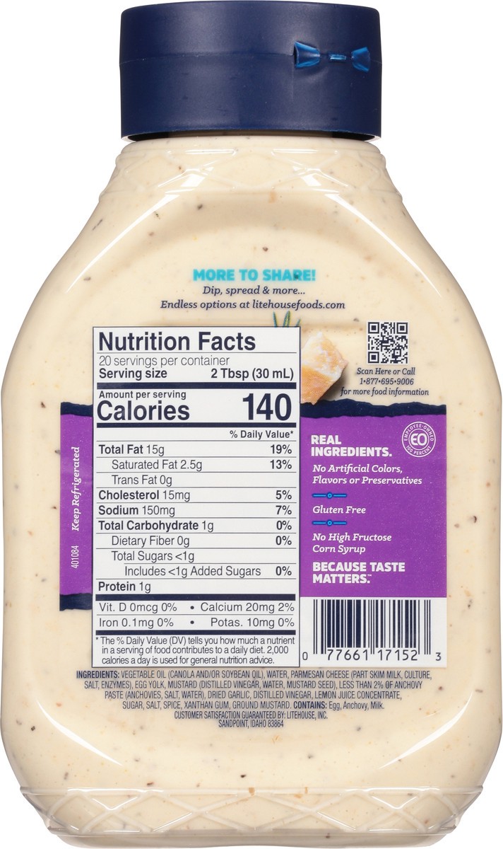 slide 5 of 9, Litehouse Caesar Dressing & Dip, 20 fl oz, 20 fl oz