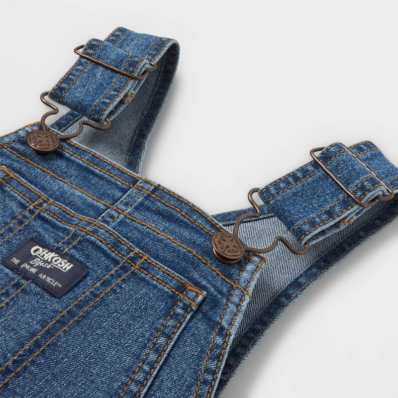 slide 3 of 4, OshKosh B'gosh Toddler Boys' Solid Denim Overalls - Blue 3T: Lightweight Cotton Blend, Adjustable Straps, Front & Back Pockets, 1 ct