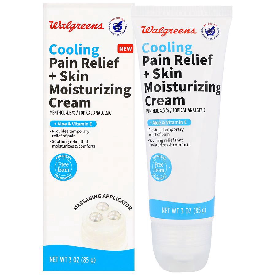 slide 3 of 5, Walgreens Cooling Pain Relief + Skin Moisturizing Cream, 3 oz