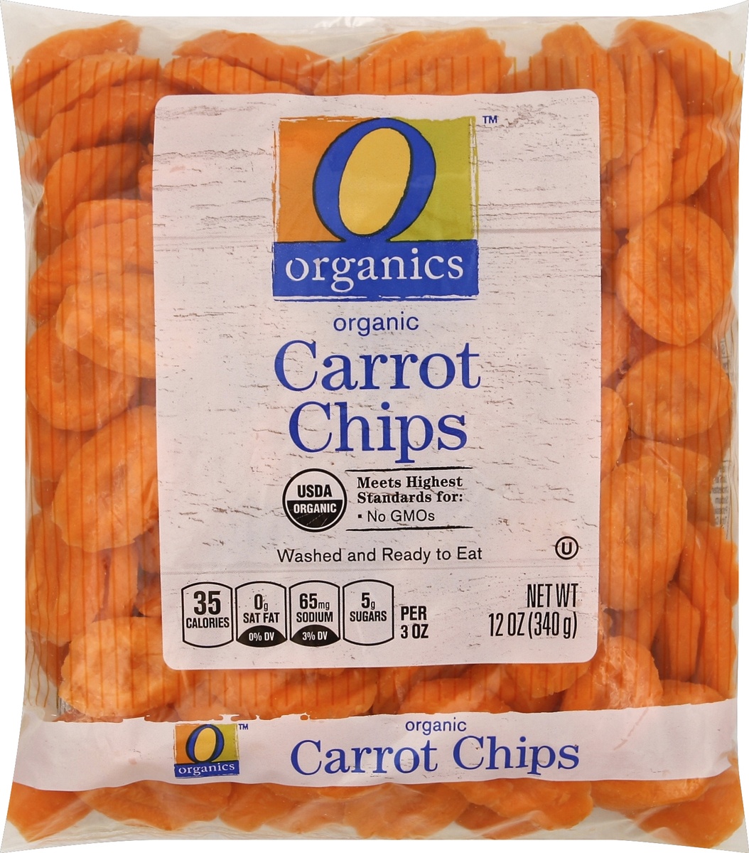 slide 3 of 5, O Organics Organic Carrots Chips, 12 oz