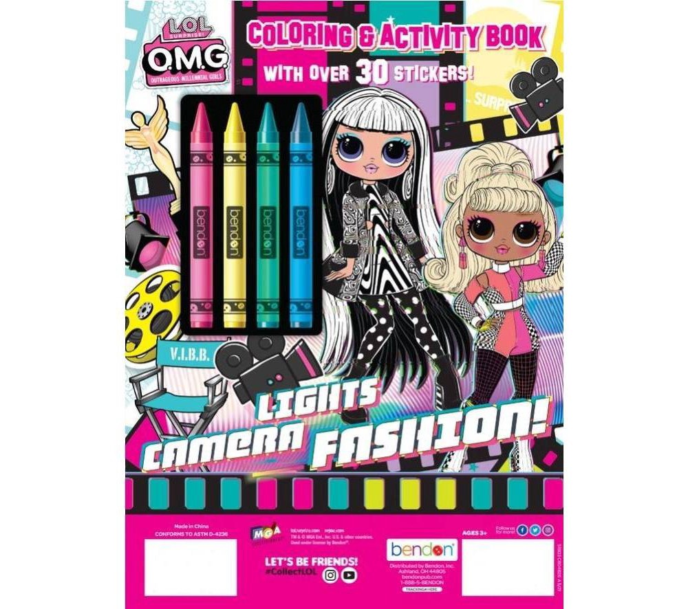 Bendon L.O.L. O.M.G. Coloring Book with Crayons 1 ct Shipt