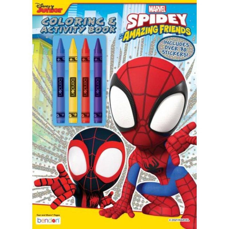 slide 1 of 4, Bendon Spidey & His Amazing Friends Coloring Book with Crayons, 1 ct