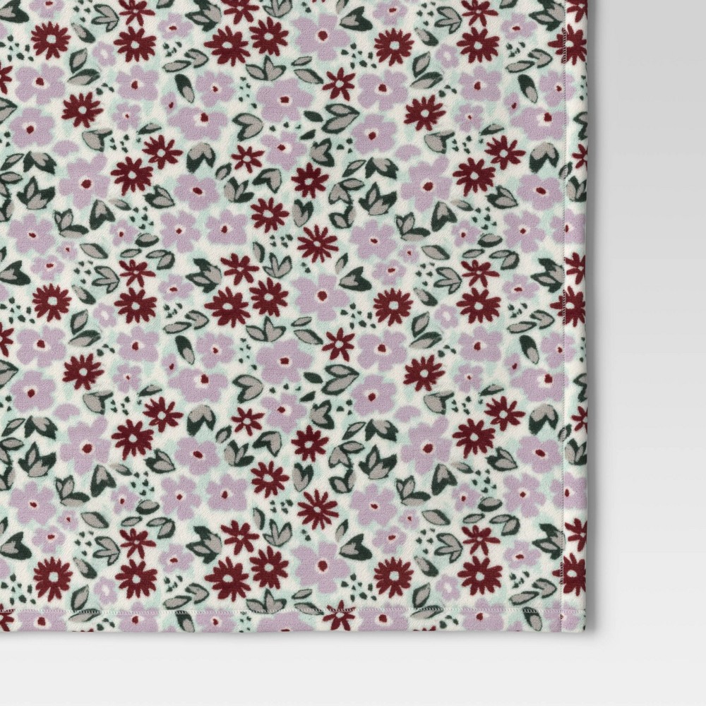 slide 4 of 4, Ditsy Floral Printed Plush Throw Blanket - Room Essentials, 1 ct