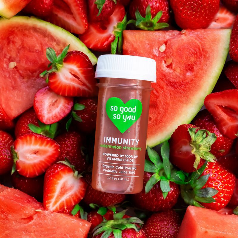 slide 2 of 6, So Good So You Immunity Watermelon Strawberry Organic Probiotic Shot - 1.7 fl oz, 1.7 fl oz