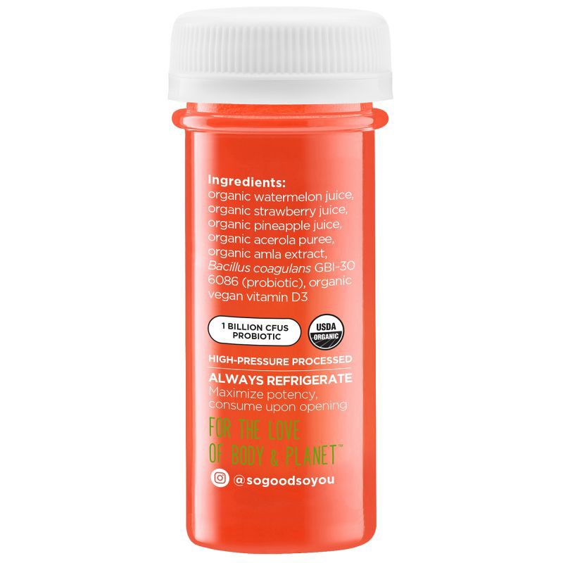 slide 3 of 6, So Good So You Immunity Watermelon Strawberry Organic Probiotic Shot - 1.7 fl oz, 1.7 fl oz