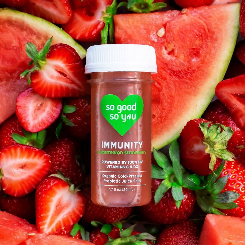 slide 4 of 6, So Good So You Immunity Watermelon Strawberry Organic Probiotic Shot - 1.7 fl oz, 1.7 fl oz