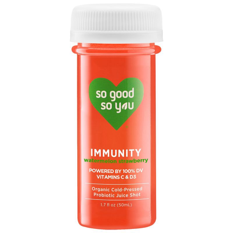 slide 1 of 6, So Good So You Immunity Watermelon Strawberry Organic Probiotic Shot - 1.7 fl oz, 1.7 fl oz