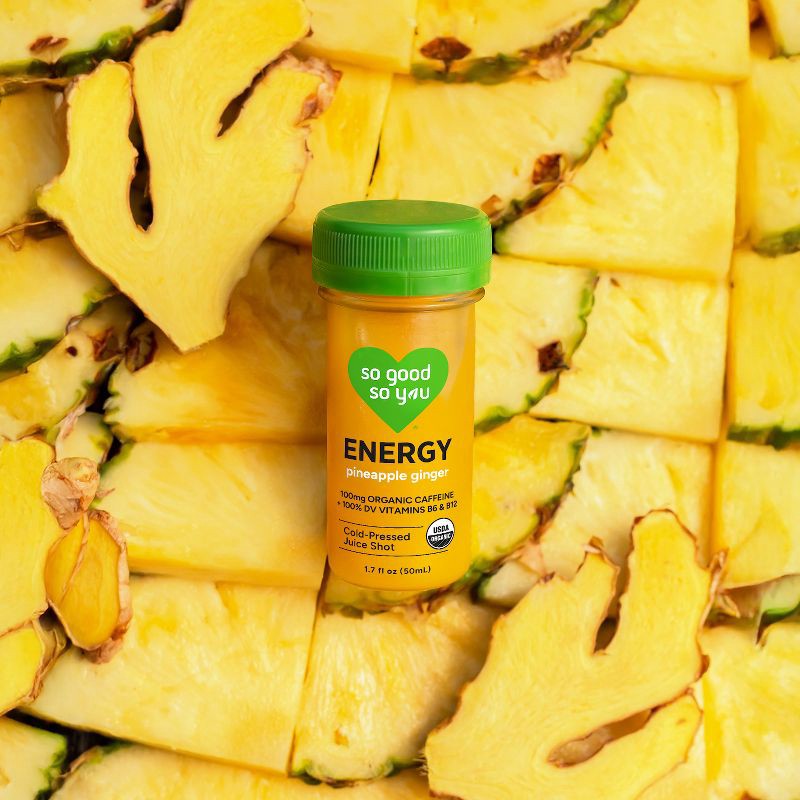 slide 4 of 6, So Good So You Energy Pineapple Ginger Organic Probiotic Shot - 1.7 fl oz, 1.7 fl oz