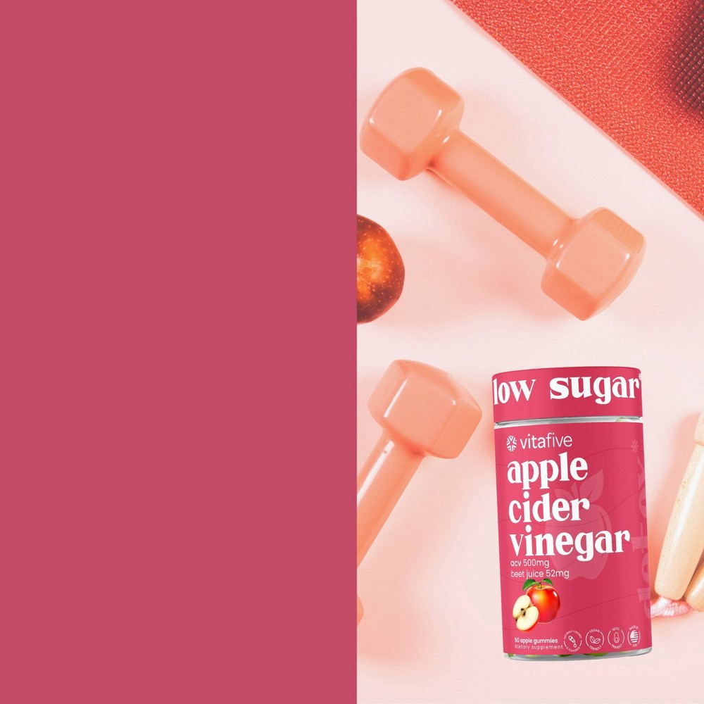 slide 3 of 7, vitafive Low Sugar Apple Cider Vinegar Vegan Gummies - 50ct, 50 ct