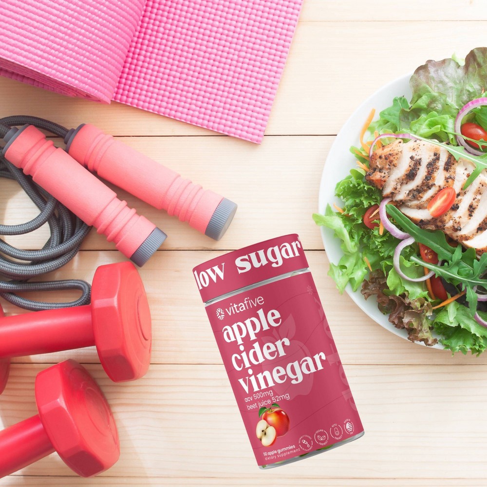 slide 6 of 7, vitafive Low Sugar Apple Cider Vinegar Vegan Gummies - 50ct, 50 ct