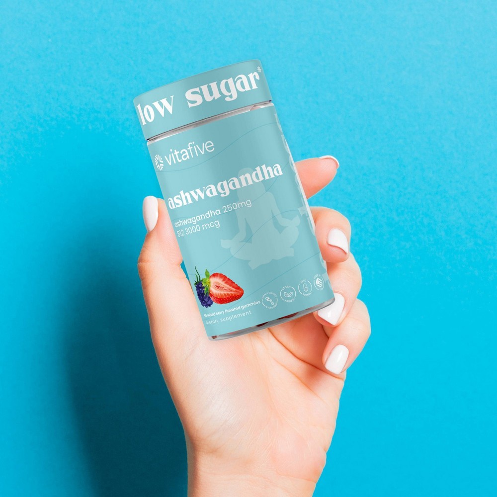 slide 6 of 7, vitafive Low Sugar Ashwagandha Vegan Gummies - 50ct, 50 ct