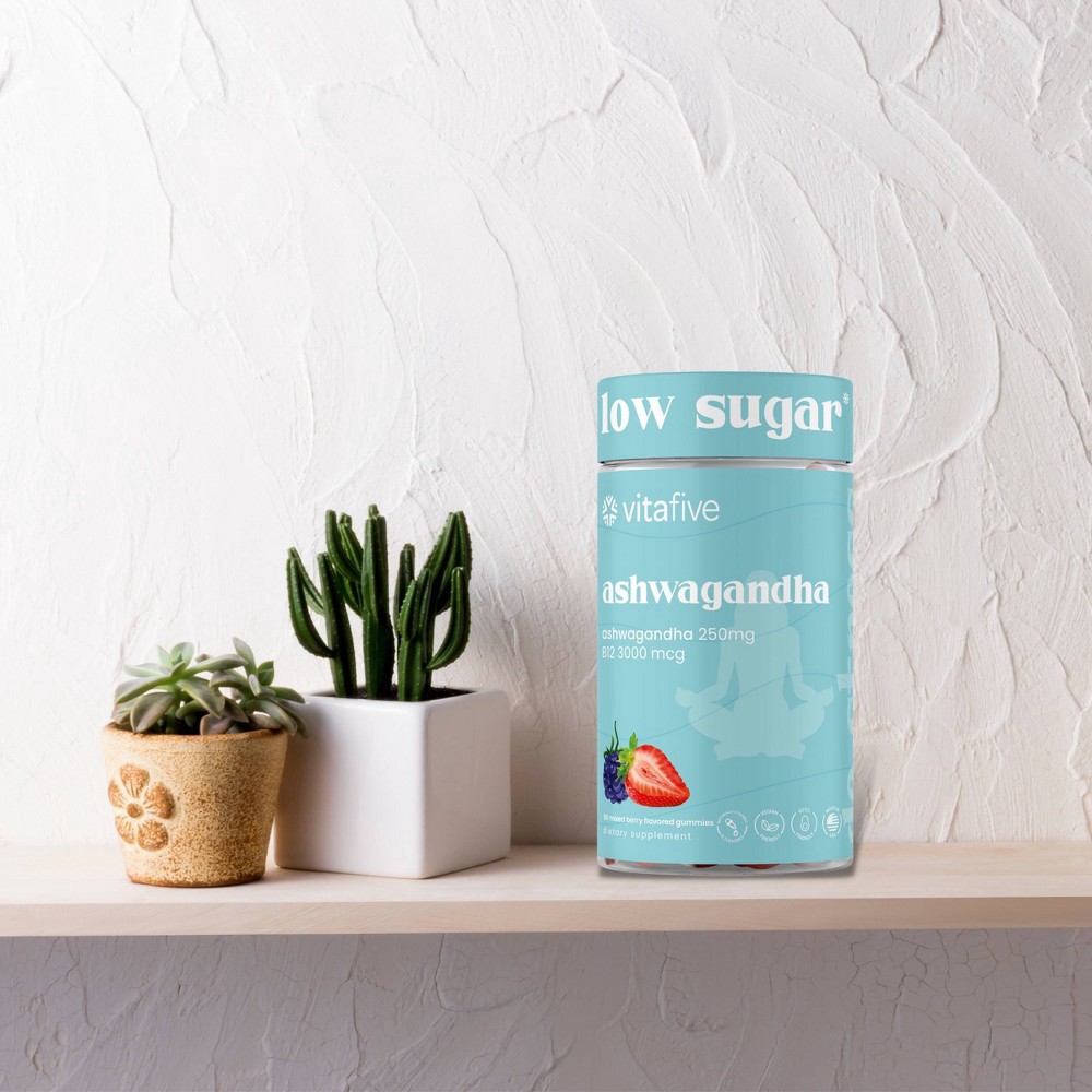 slide 2 of 7, vitafive Low Sugar Ashwagandha Vegan Gummies - 50ct, 50 ct