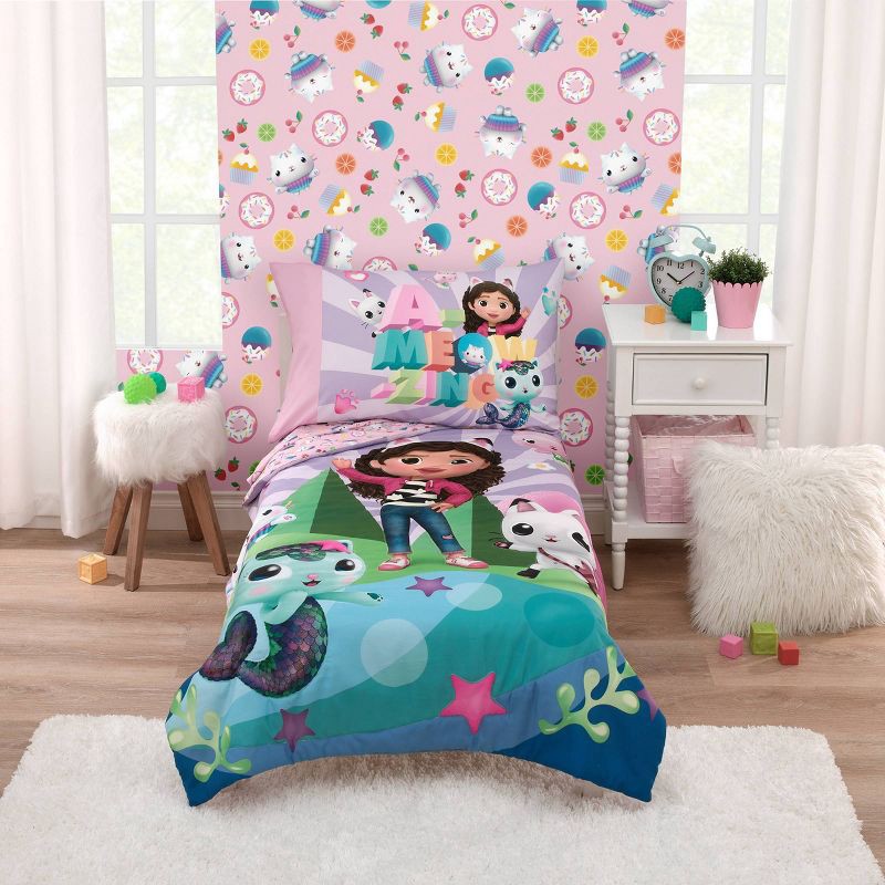 slide 2 of 8, 4pc Gabby's Dollhouse 'A-Meow-Zing' Toddler Bed Set, 4 ct