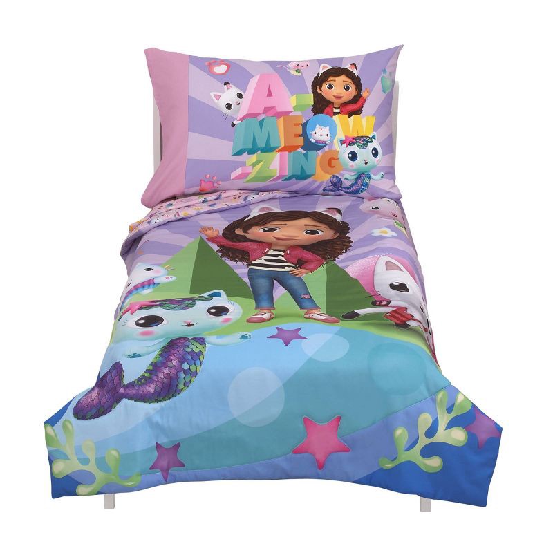 slide 1 of 8, 4pc Gabby's Dollhouse 'A-Meow-Zing' Toddler Bed Set, 4 ct