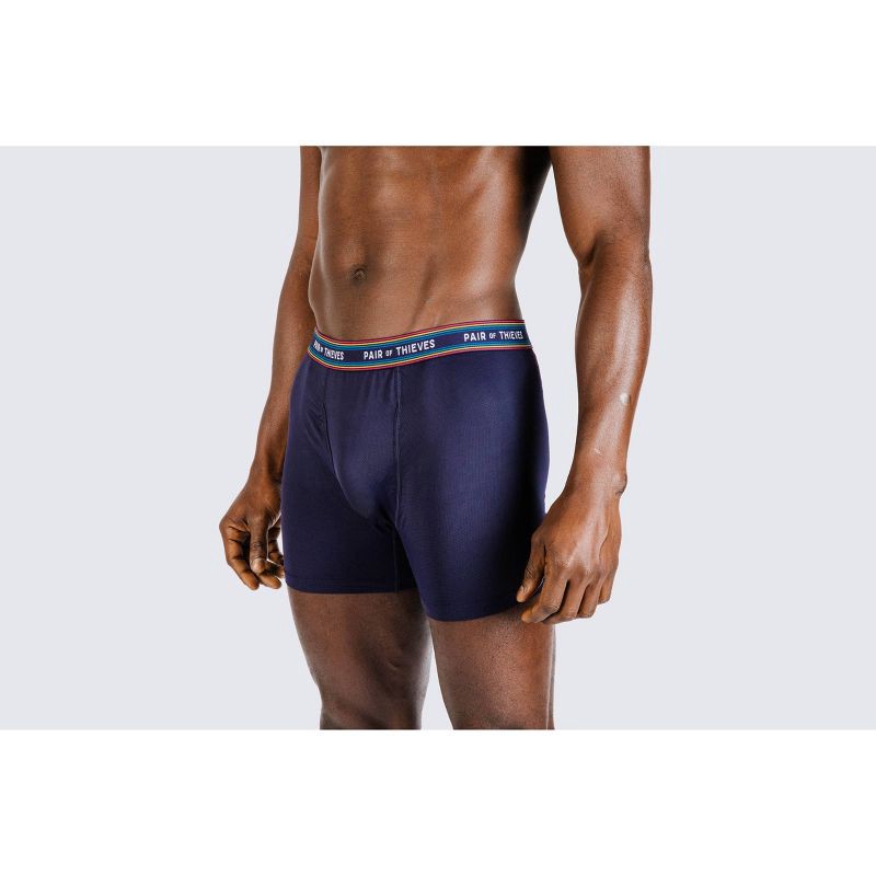 slide 8 of 9, Pair of Thieves Men's Super Fit Boxer Briefs 2pk - Blue S: Lightweight Mesh, Mid Rise, Full Waistband Elastic, Machine Washable, 2 ct