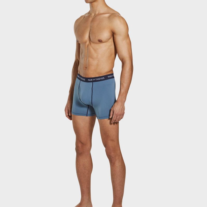 slide 2 of 9, Pair of Thieves Men's Super Fit Boxer Briefs 2pk - Blue M: Mid Rise, Lightweight Mesh, Full Waistband Elastic, 2 ct